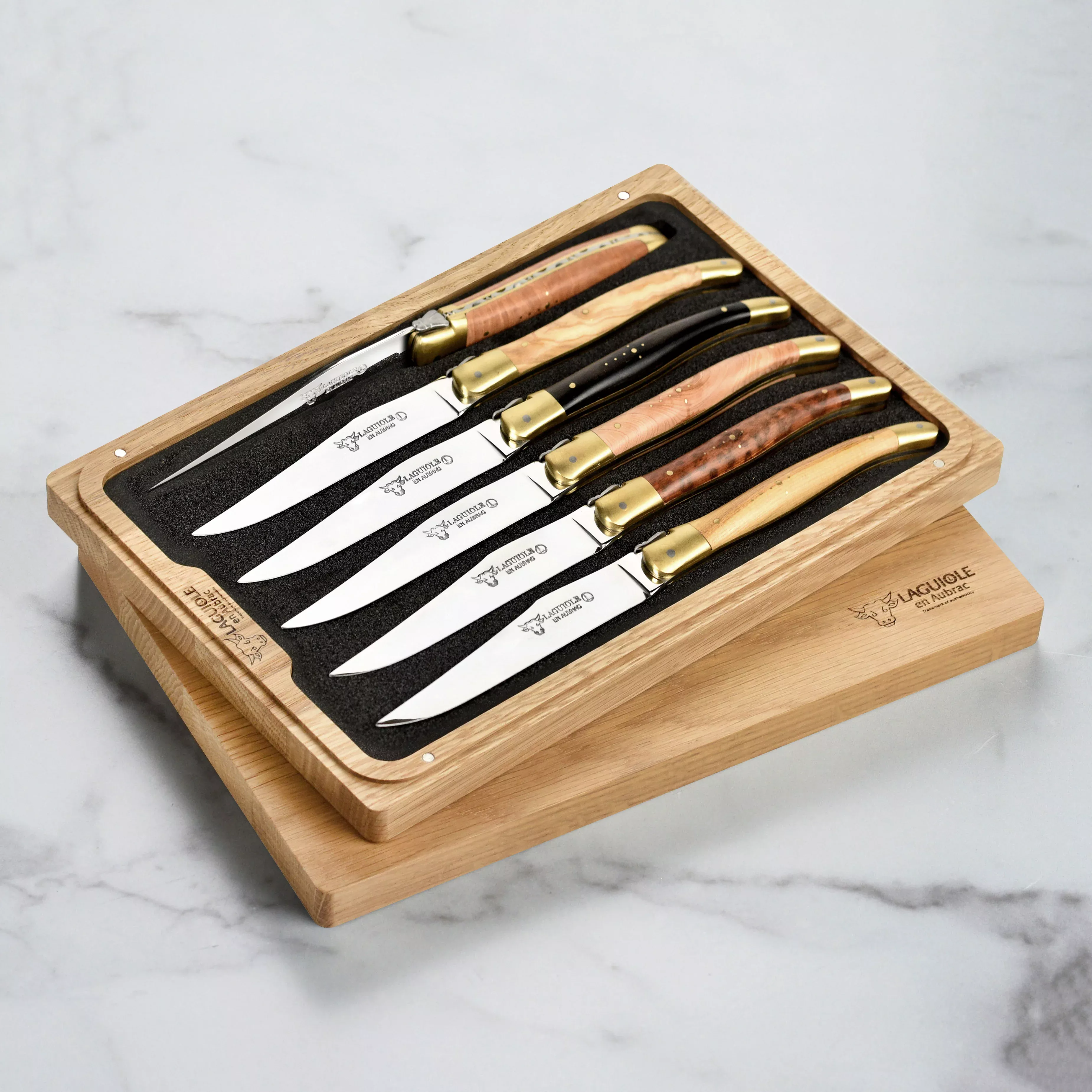 laguiole-en-aubrac-steak-knives-mixed-woods-6-piece-set Laguiole en Aubrac Steak Knives - Mixed Woods 6 Piece Set