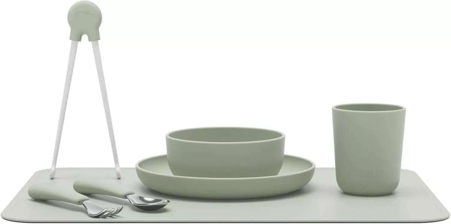 lalo-big-bites-kids-dinnerware-full-set-sage-7-pieces-rebel Lalo Big Bites Kids Dinnerware Full Set - Sage (7 Pieces) – REBEL