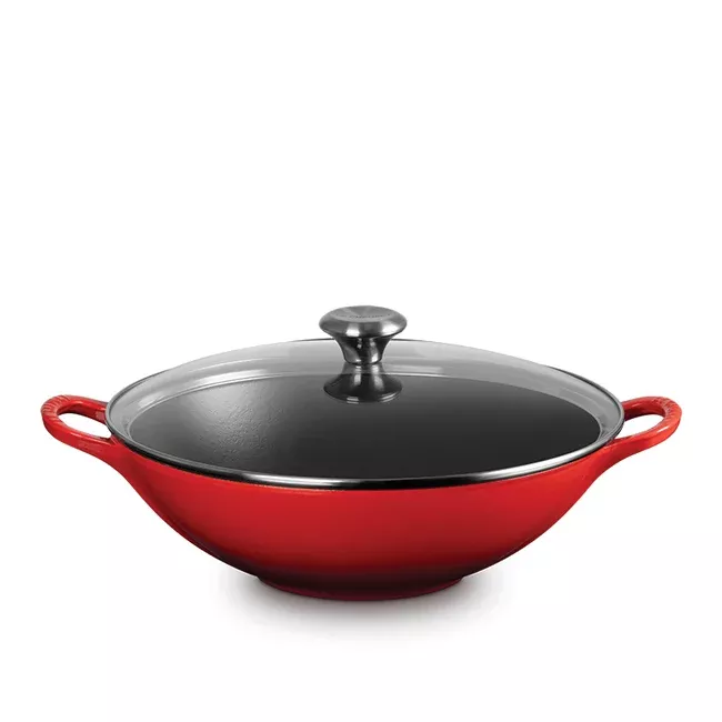 le-creuset-4-8-l-wok-with-glass-lid-cerise Le Creuset 4.8 L Wok with Glass Lid - Cerise