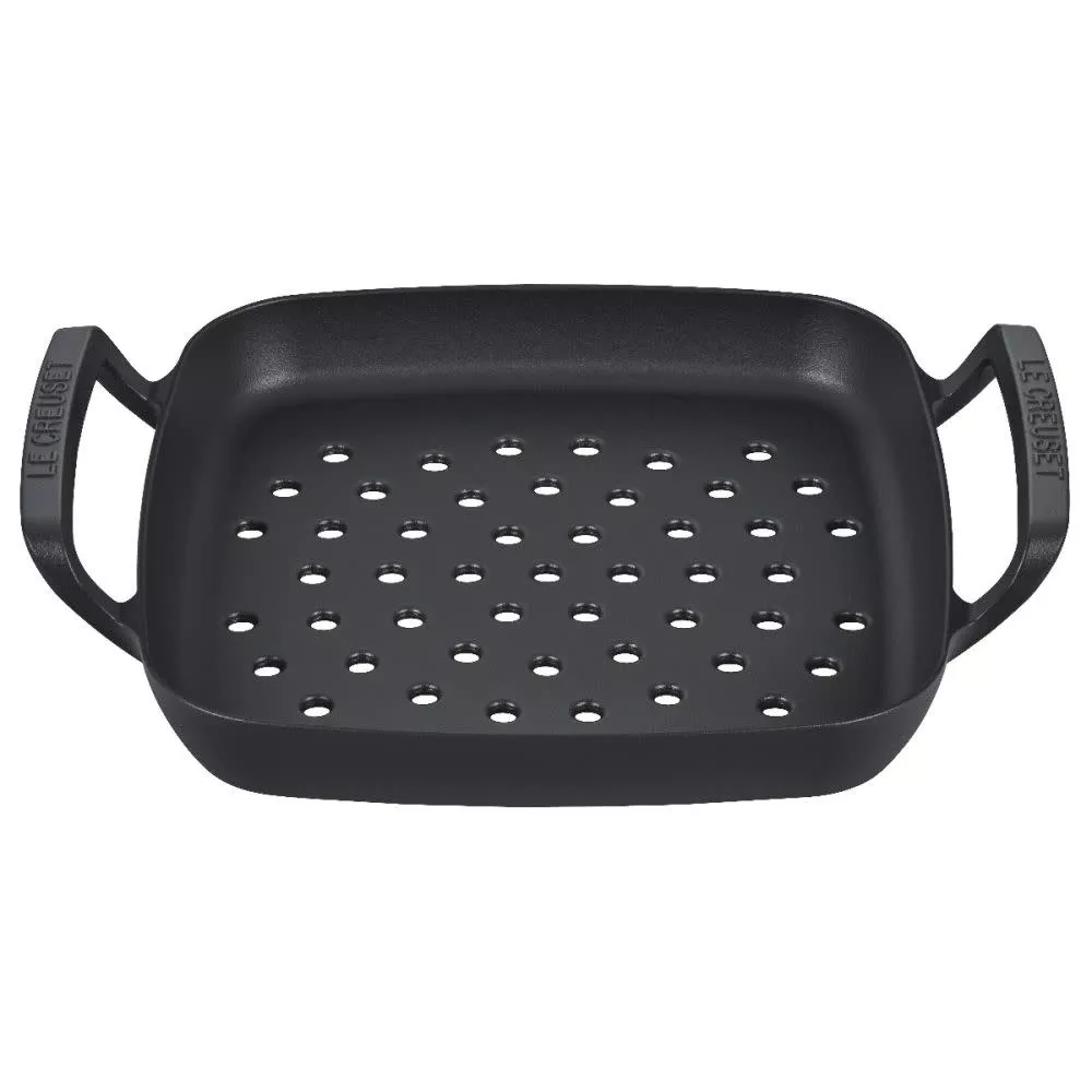 Le Creuset Alpine Outdoor Collection - Square Grill Basket (Matte Black) 12"