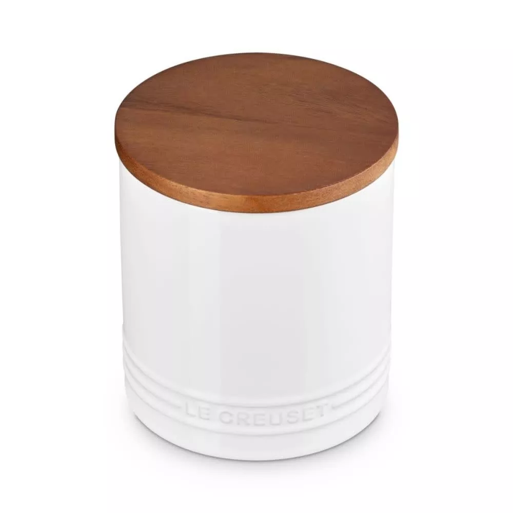 le-creuset-canister-with-wood-lid-white-1-2-qt Le Creuset Canister with Wood Lid - White 1.2 qt.