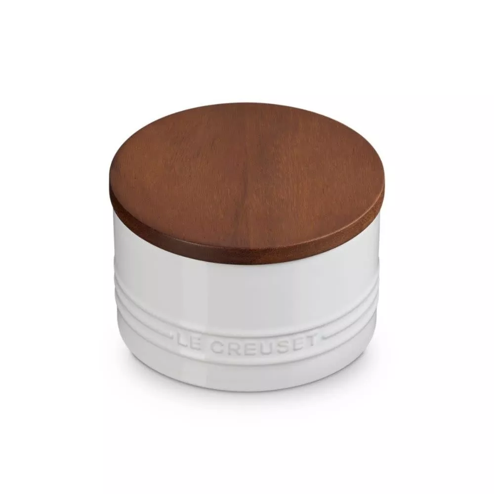 le-creuset-canister-with-wood-lid-white-16-oz Le Creuset Canister with Wood Lid - White 16 oz.