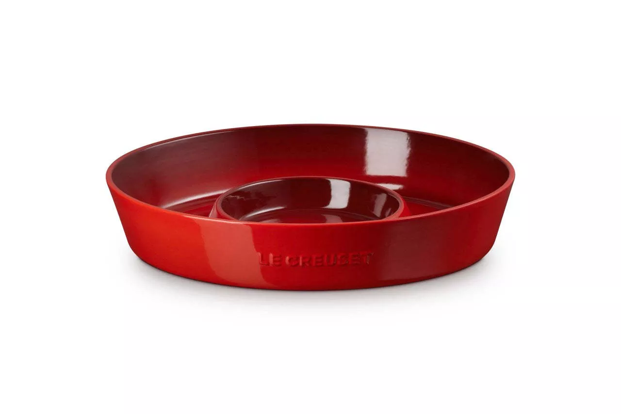 le-creuset-chip-dip-platter-cerise-13 Le Creuset Chip and Dip Platter - Cerise 13"
