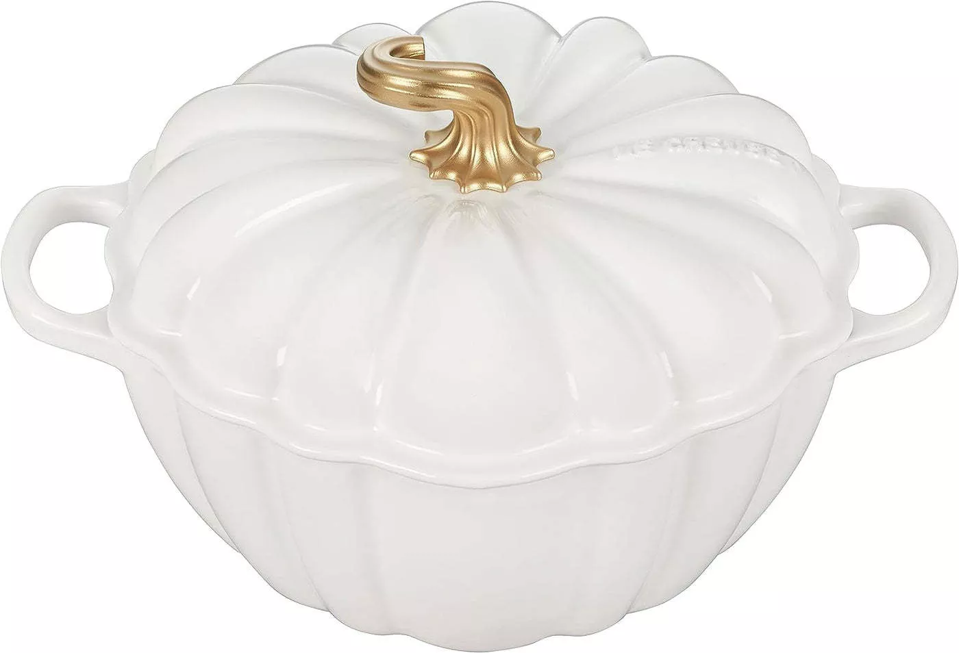 le-creuset-cocotte-white-w-gold-figural-knob-4-qt-figural-pumpkin Le Creuset Cocotte - White w/ Gold Figural Knob 4 qt. Figural Pumpkin