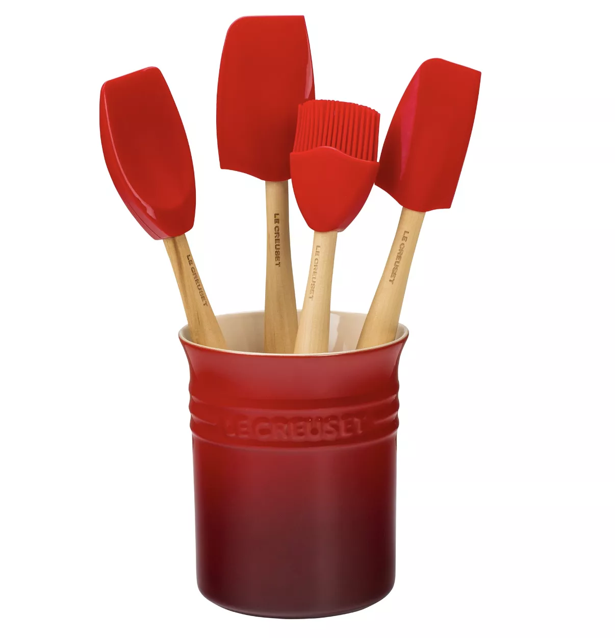 le-creuset-craft-series-5-piece-utensil-set-with-crock-cerise Le Creuset Craft Series 5-Piece Utensil Set with Crock - Cerise