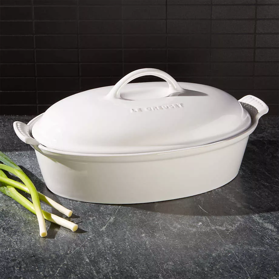le-creuset-heritage-covered-oval-casserole-white-4-qt-14 Le Creuset Heritage Covered Oval Casserole - White 4 qt. (14")
