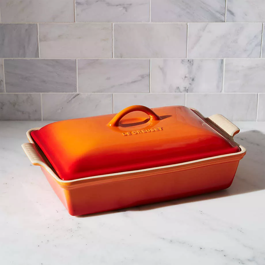 le-creuset-heritage-covered-rectangular-casserole-flame-4-qt-12-x-9 Le Creuset Heritage Covered Rectangular Casserole - Flame 4 qt. (12" x 9")