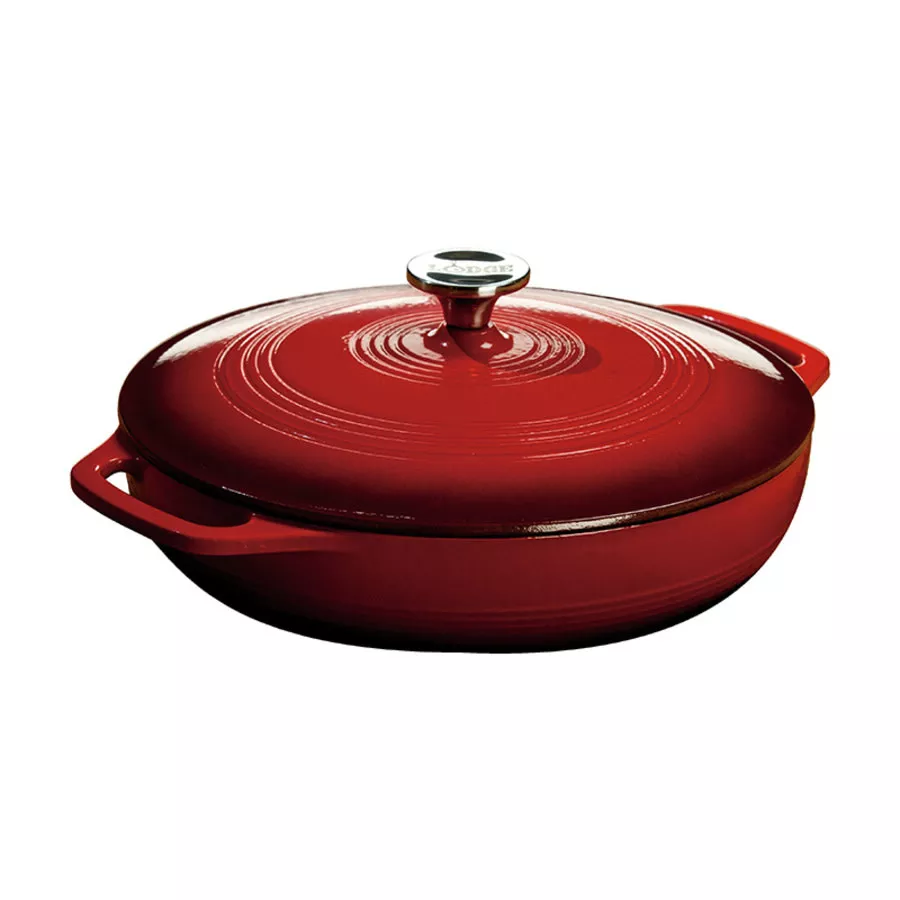 lodge-3-6-quart-covered-casserole-red Lodge 3.6 Quart Covered Casserole, Red