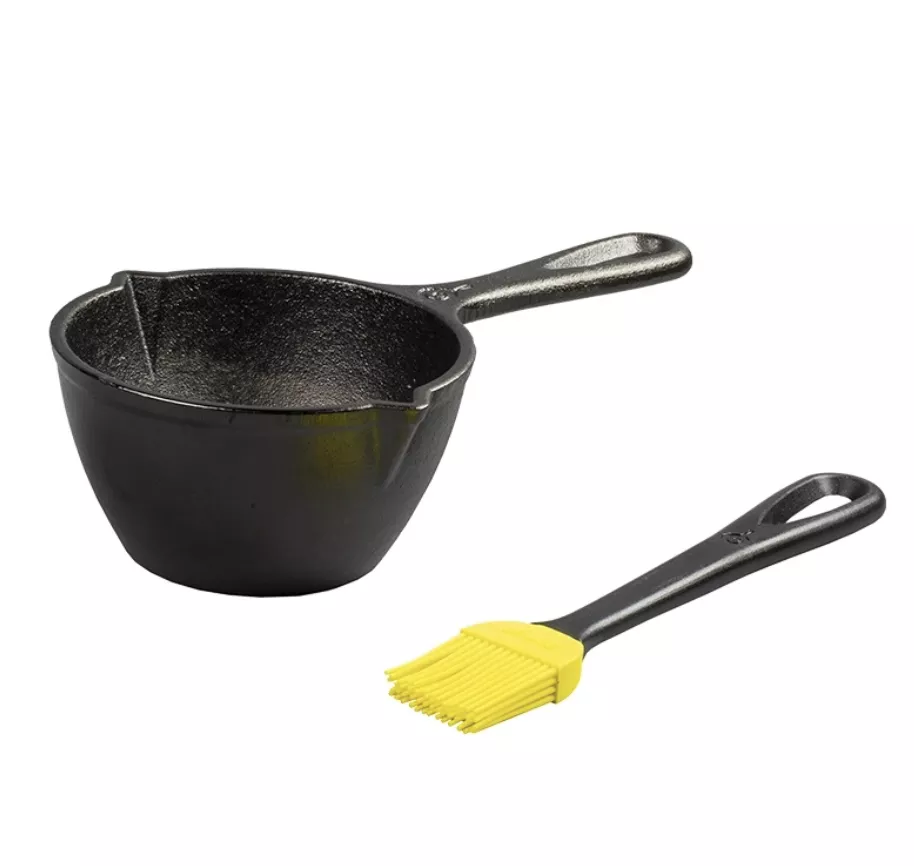 lodge-seasoned-cast-iron-melting-pot-silicone-brush Lodge Seasoned Cast Iron Melting Pot and Silicone Brush