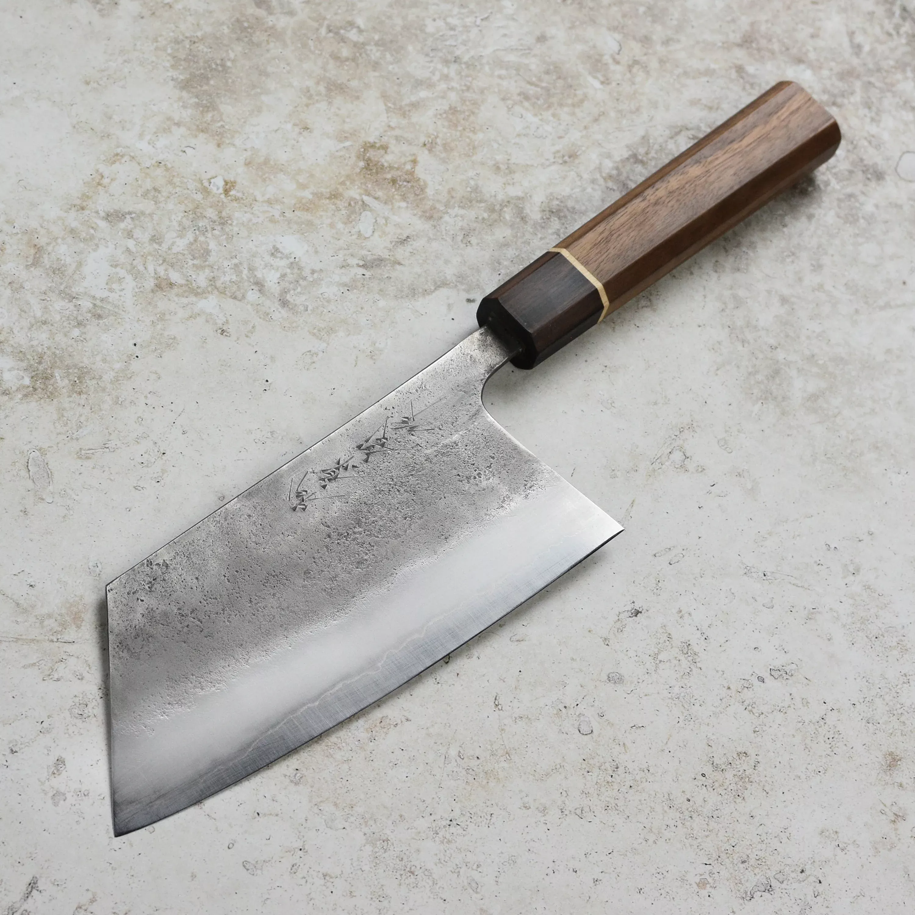 matsubara-aogami-2-kiri-cleaver-7-5-190mm-blue-carbon-steel-stainless-clad-nashi Matsubara Aogami #2 Kiri Cleaver, 7.5" (190mm), Blue Carbon Steel Stainless Clad Nashiji Finish