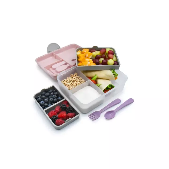 melii-2-tier-bento-box-pink-6-compartments Melii 2-Tier Bento Box, Pink, 6 Compartments