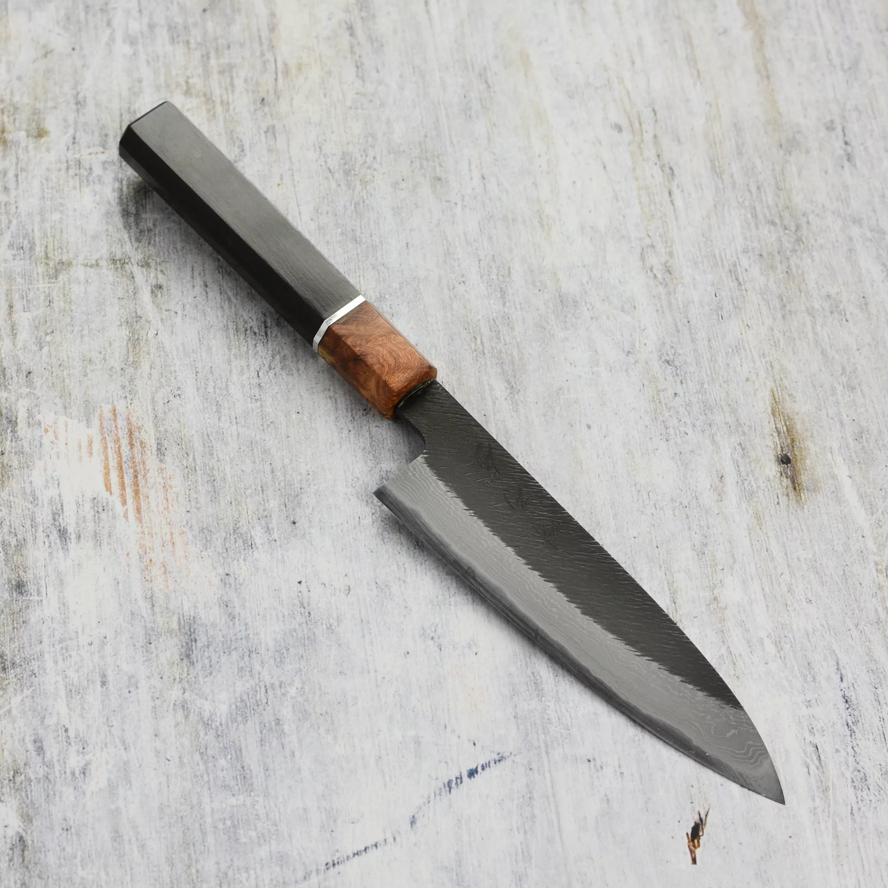 mutsumi-hinoura-matsuba-damascus-japanese-petty-knife-135mm-white-2 Mutsumi Hinoura Matsuba Damascus Japanese Petty Knife, 135mm White #2