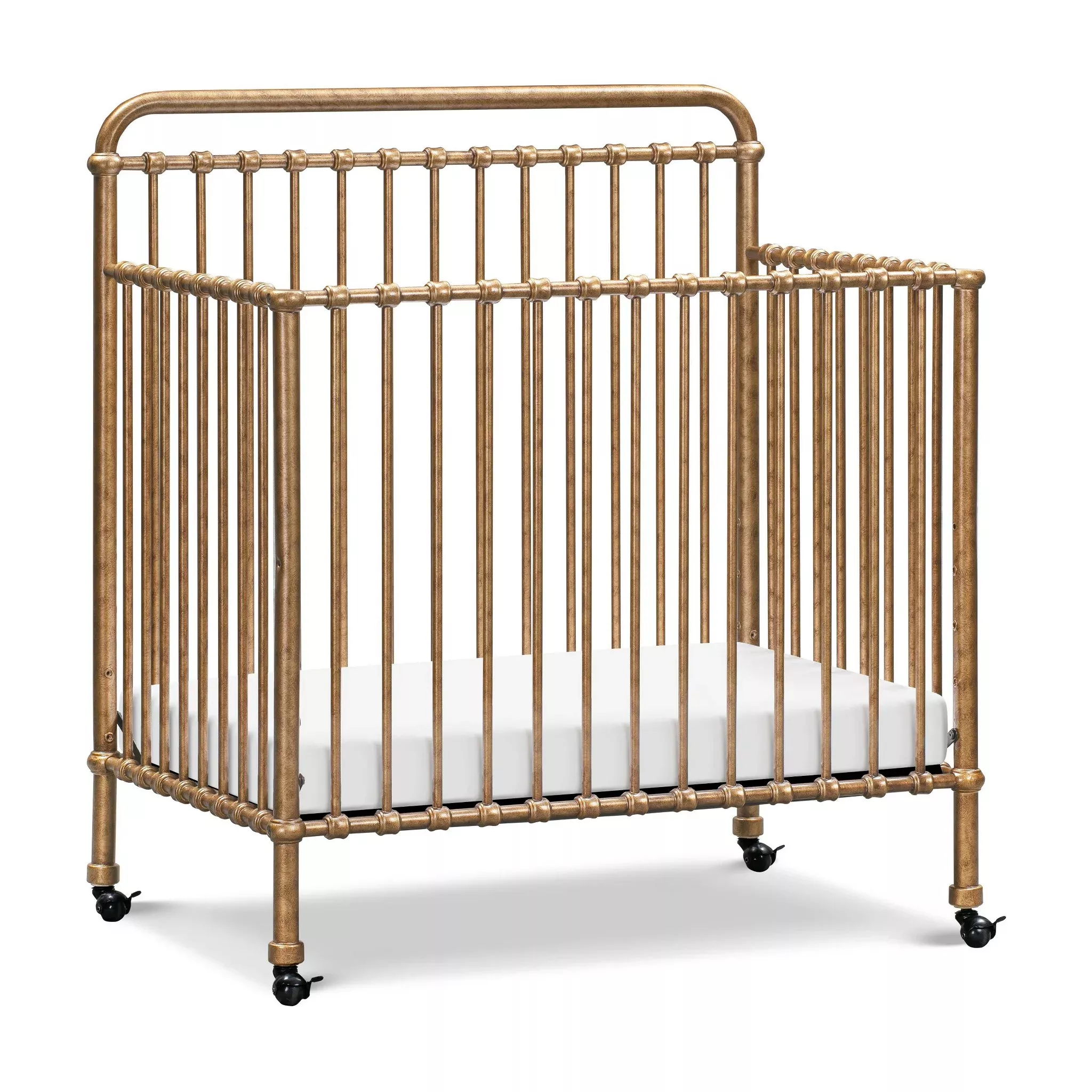 namesake-winston-4-in-1-convertible-mini-crib-vintage-gold-rebel Namesake Winston 4-in-1 Convertible Mini Crib - Vintage Gold – REBEL