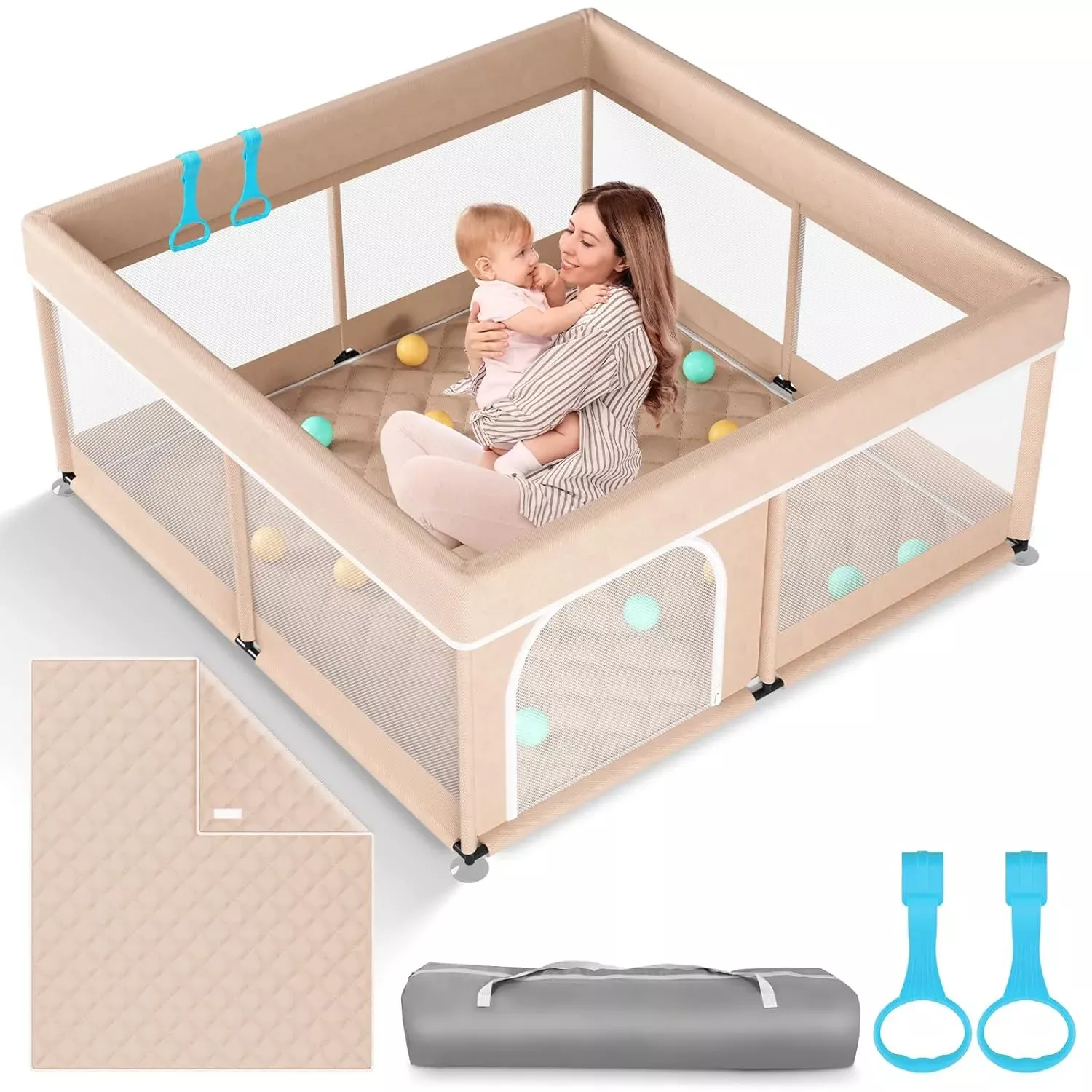 omzer-baby-playpen-with-mat-50x50inch-beige-rebel OMZER Baby Playpen with Mat 50x50inch:Beige – REBEL
