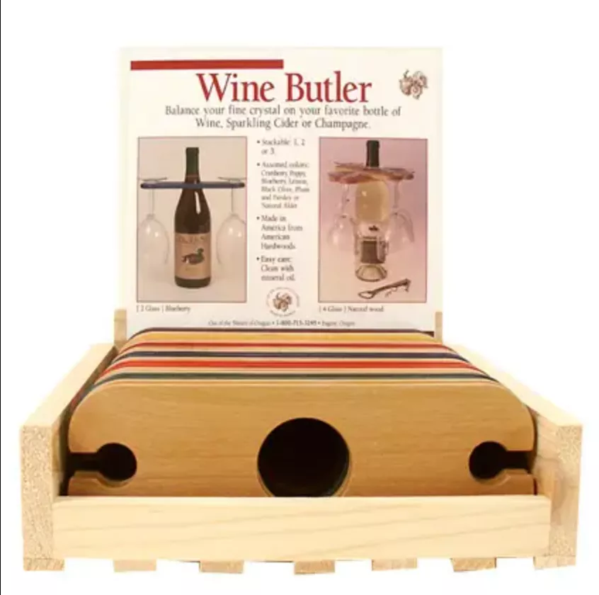 out-woods-oregon-alder-wine-butler-wine-glass-holder-single Out of the Woods of Oregon Alder Wine Butler / Wine Glass Holder - single