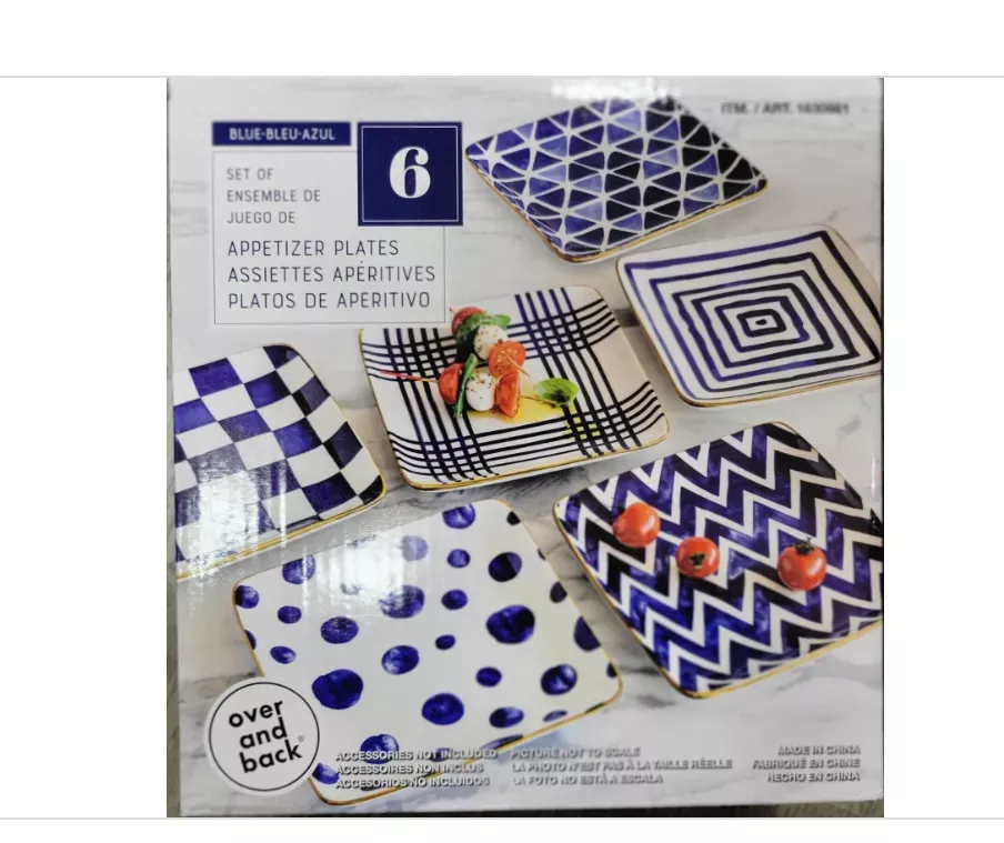 over-back-overandback-appetizer-square-plates-6-pack-stack-easy-storage-blue-or- Over&Back Overandback Appetizer Square Plates 6-Pack Stack for Easy Storage Blue or Black – REBEL