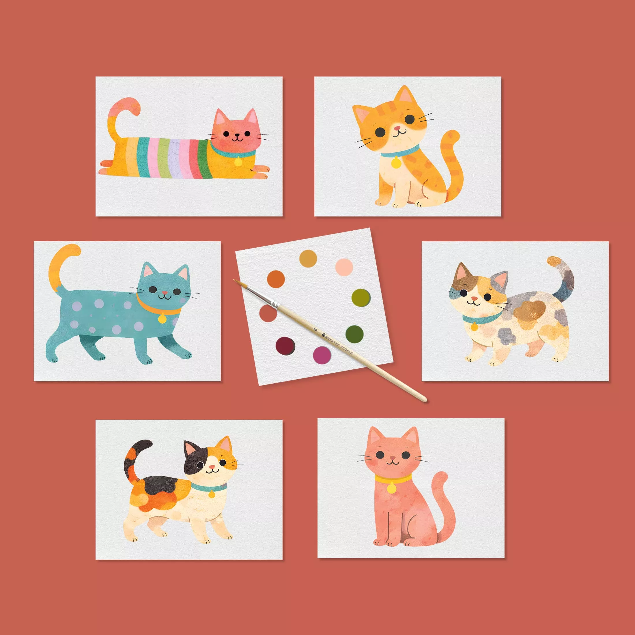petite-artisan-cute-kitties-watercolor-postcard-kit Petite Artisan Cute Kitties Watercolor Postcard Kit