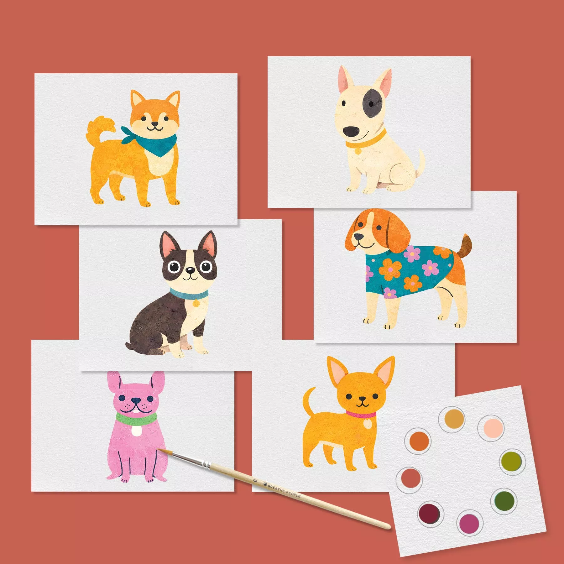 petite-artisan-super-pups-watercolor-postcard-kit Petite Artisan Super Pups Watercolor Postcard Kit