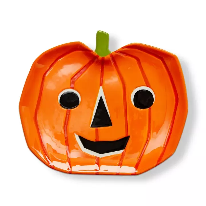 pumpkin-platter-serverware-orange-earthenware-halloween Pumpkin Platter Serverware Orange Earthenware Halloween