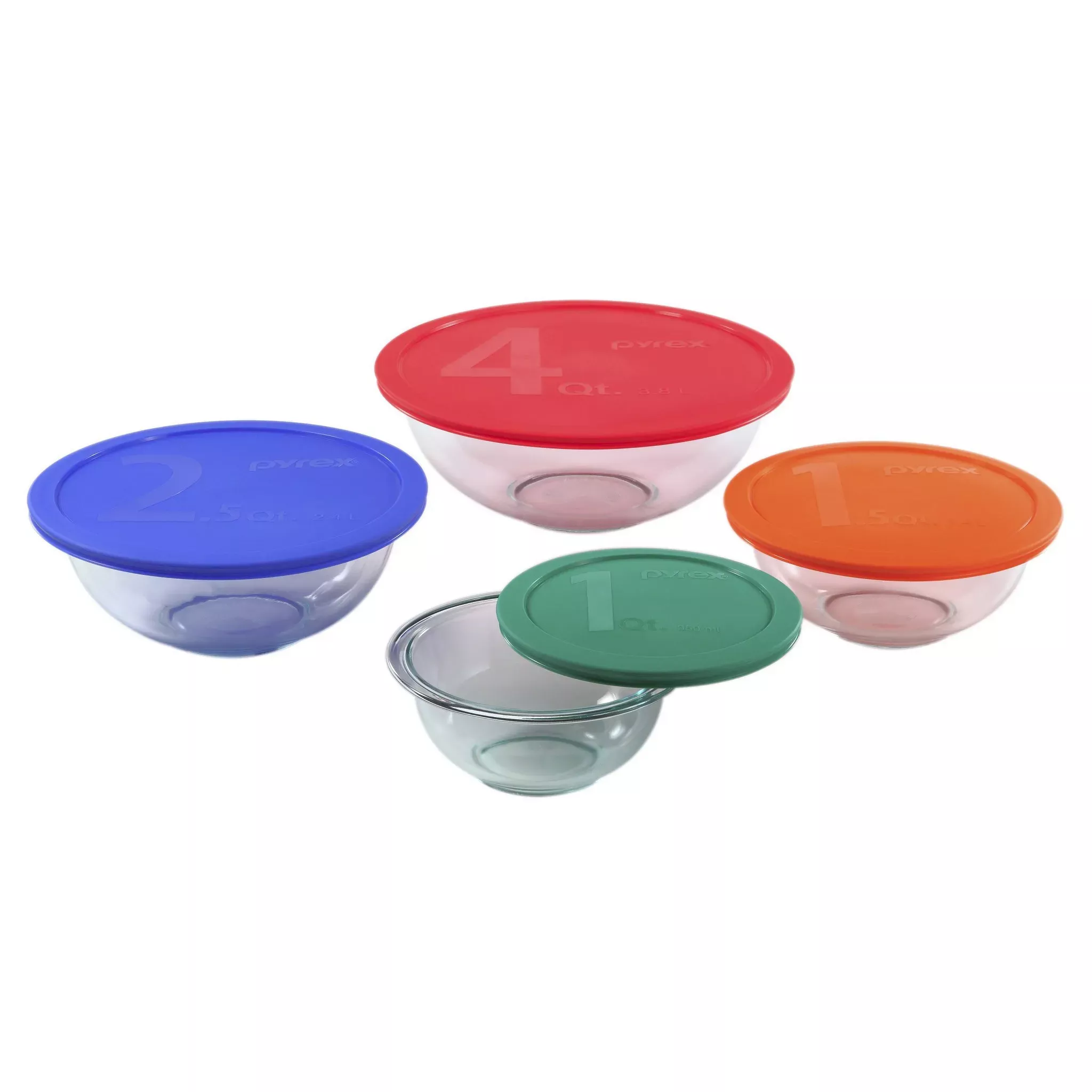pyrex-8pc-mixing-bowl-set-multicolor-glass-plastic-rebel Pyrex 8pc Mixing Bowl Set: Multicolor Glass & Plastic – REBEL