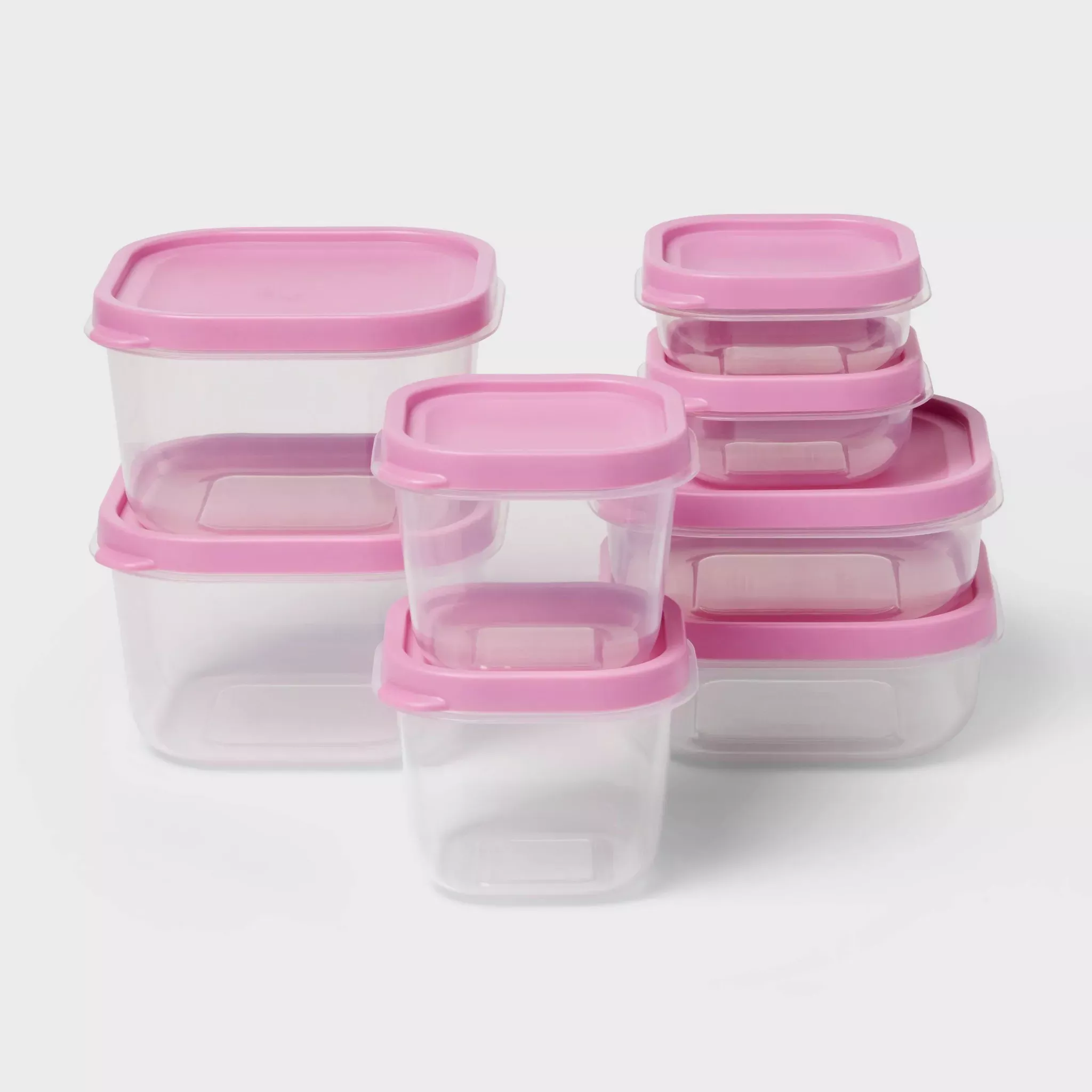 Room Essentials 16pc Plastic Food Storage Container Set - Pink – REBEL