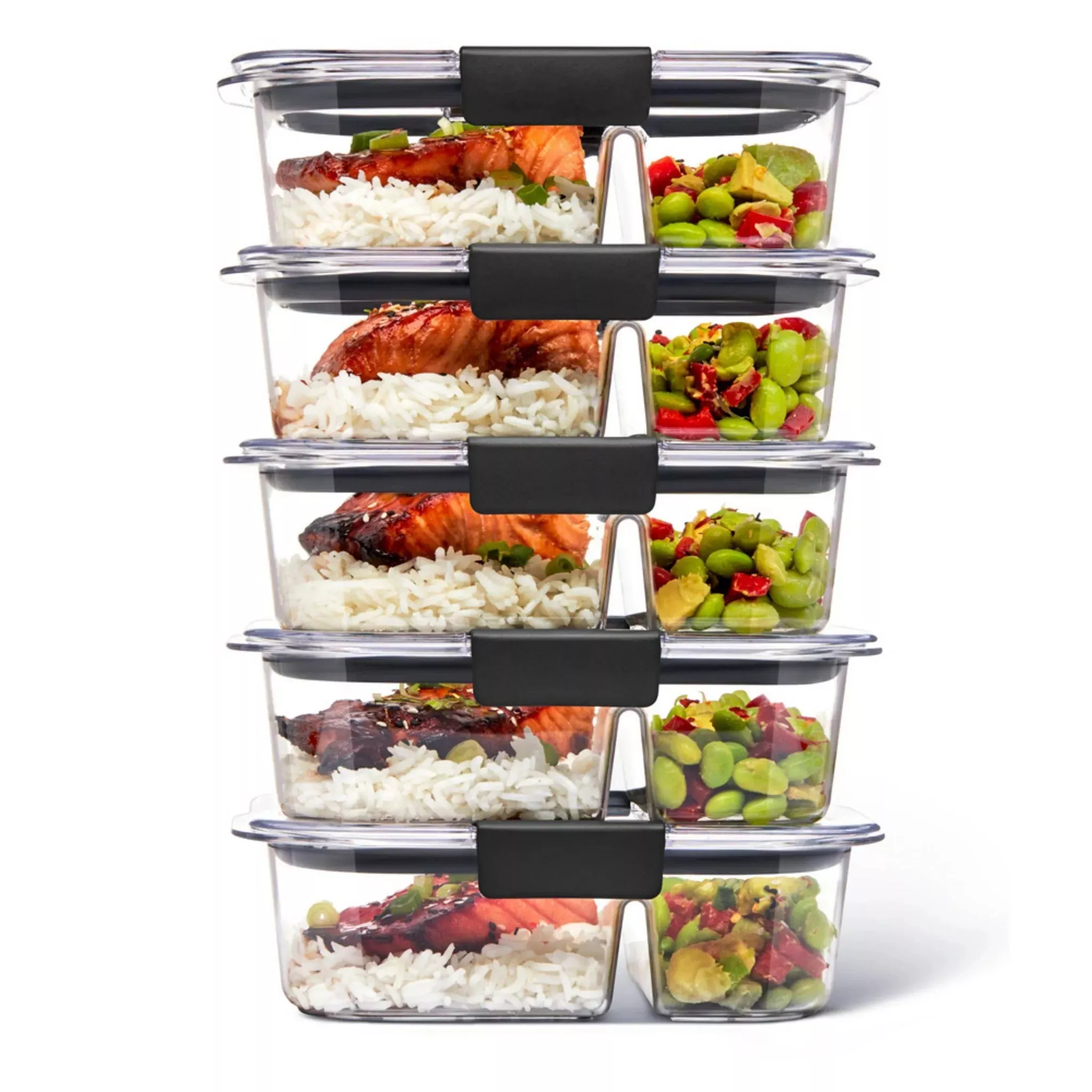 rubbermaid-5pk-brilliance-meal-prep-containers-2-compartment-food-storage-contai Rubbermaid 5pk Brilliance Meal Prep Containers, 2-Compartment Food Storage Containers – REBEL