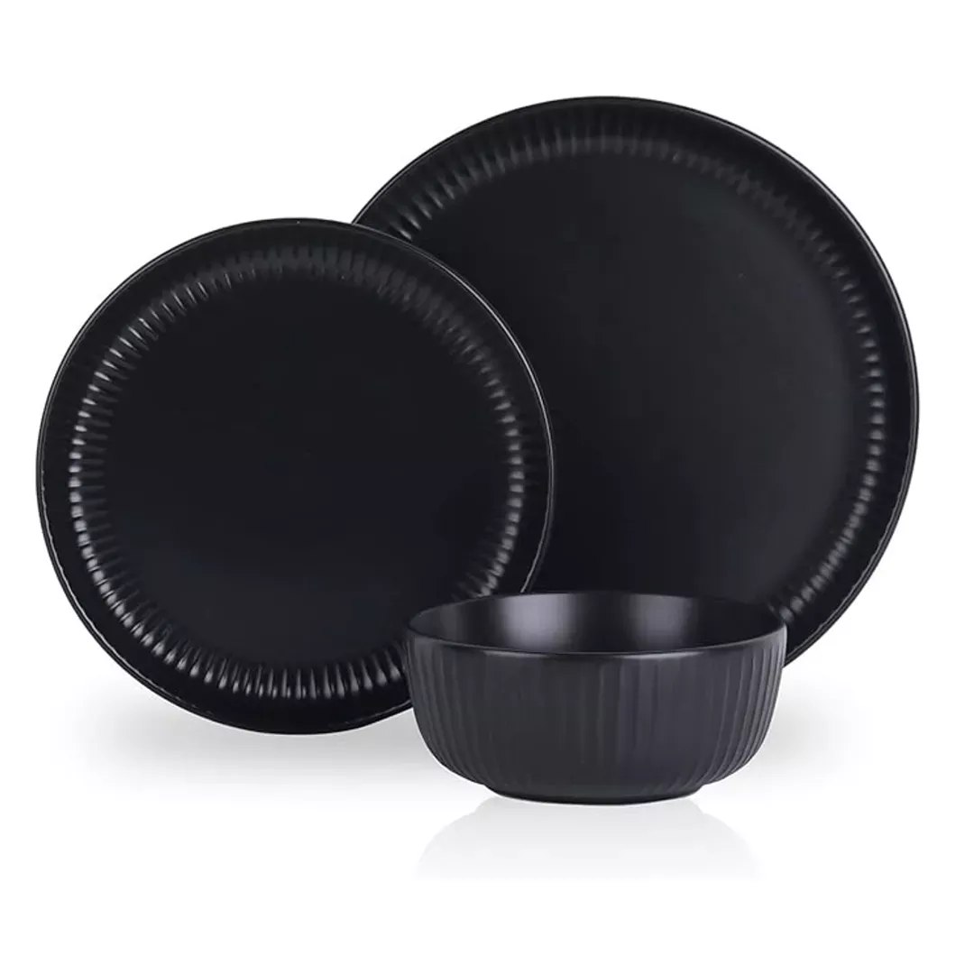 safdie-12-piece-stoneware-dinnerware-set-black-rebel Safdie 12 Piece Stoneware Dinnerware Set - Black – REBEL