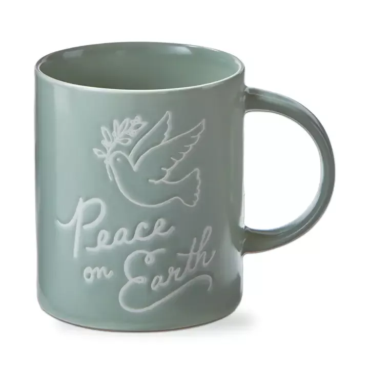 Sage Christmas Mug & Cup - Peace On Earth - Stoneware