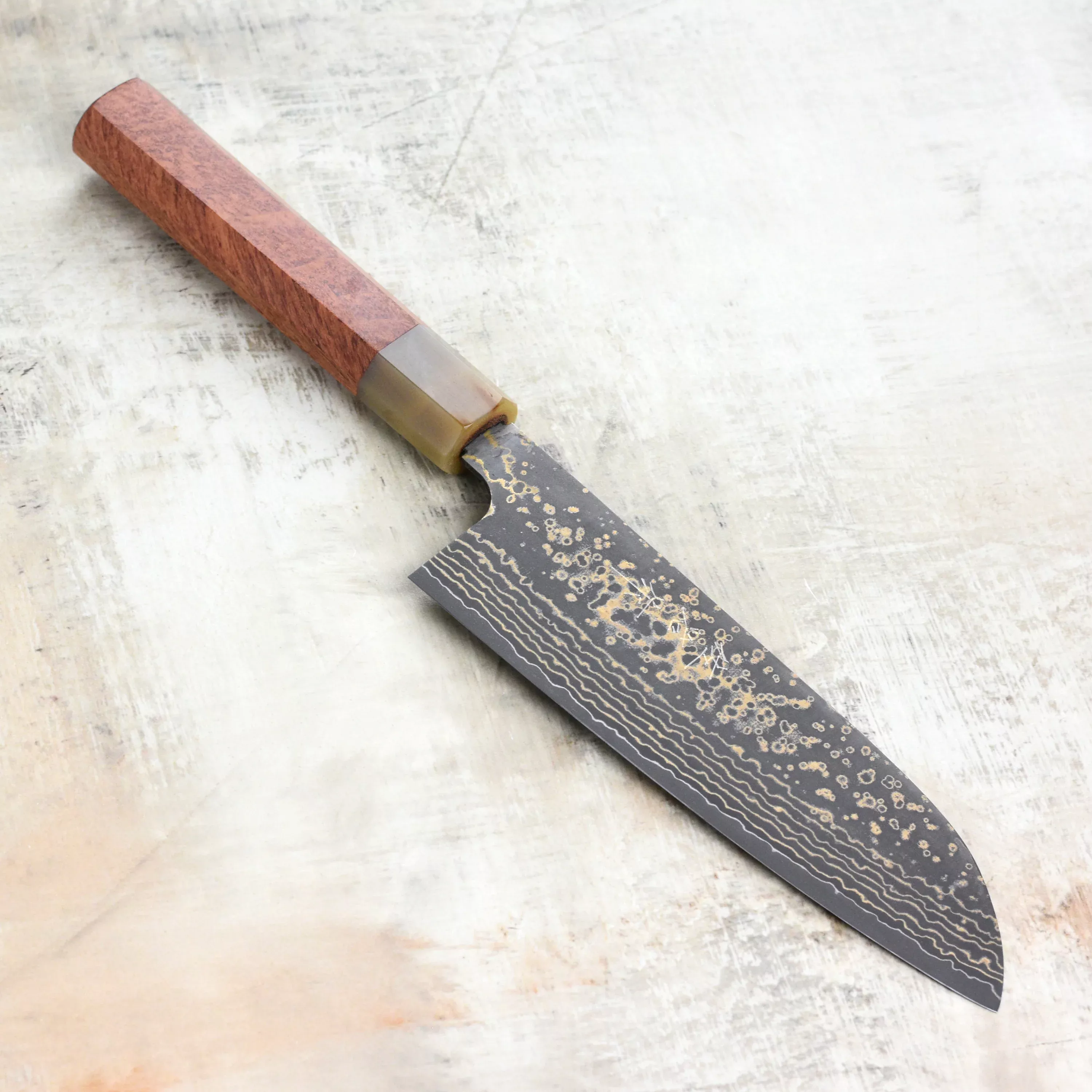 saji-black-gold-rainbow-damascus-bunka-165mm-6-5-made-by-takeshi-saji Saji Black Gold Rainbow Damascus Bunka, 165mm (6.5"), Made by Takeshi Saji