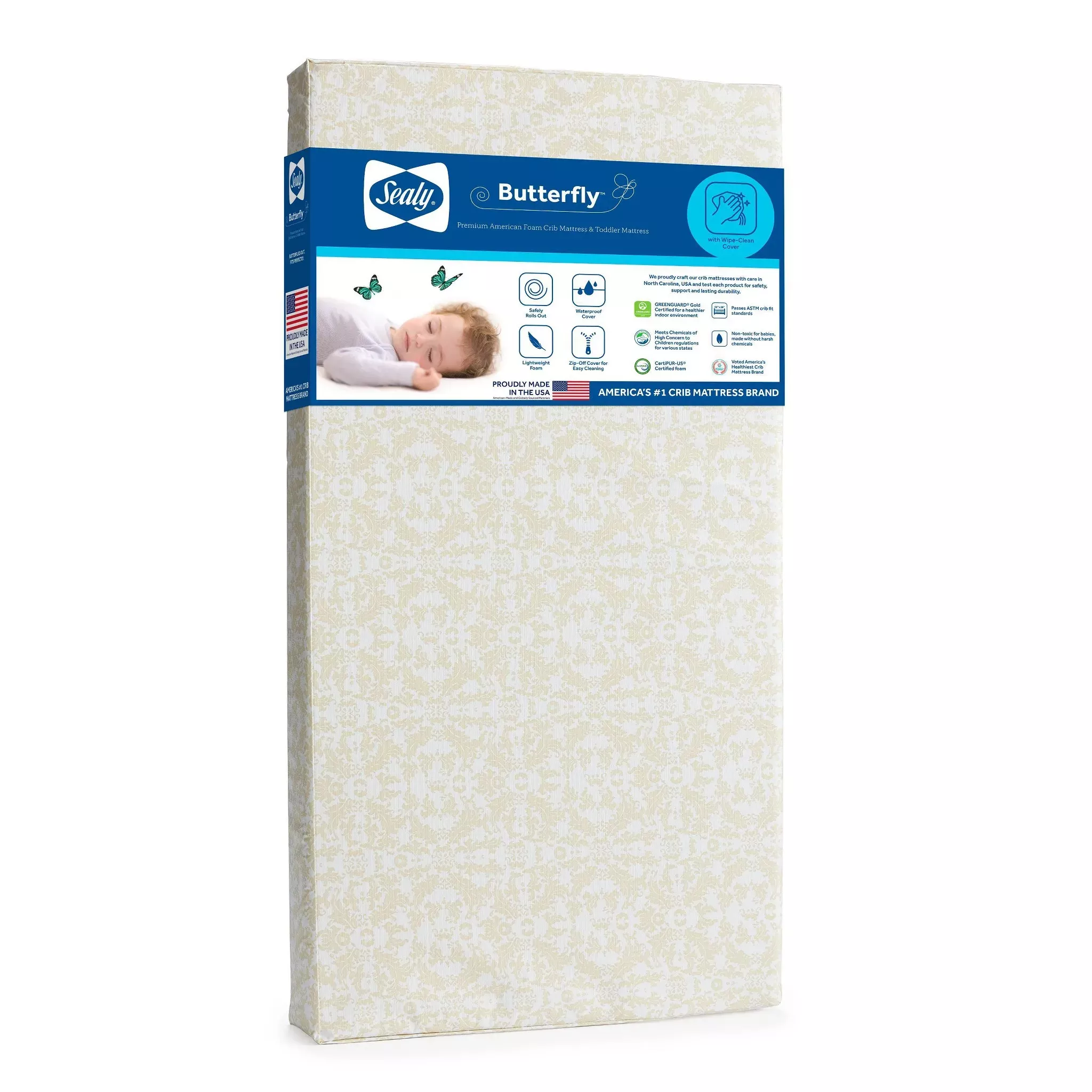sealy-baby-butterfly-premium-firm-crib-mattress-toddler-mattress-rebel SEALY BABY Butterfly Premium Firm Crib Mattress and Toddler Mattress – REBEL