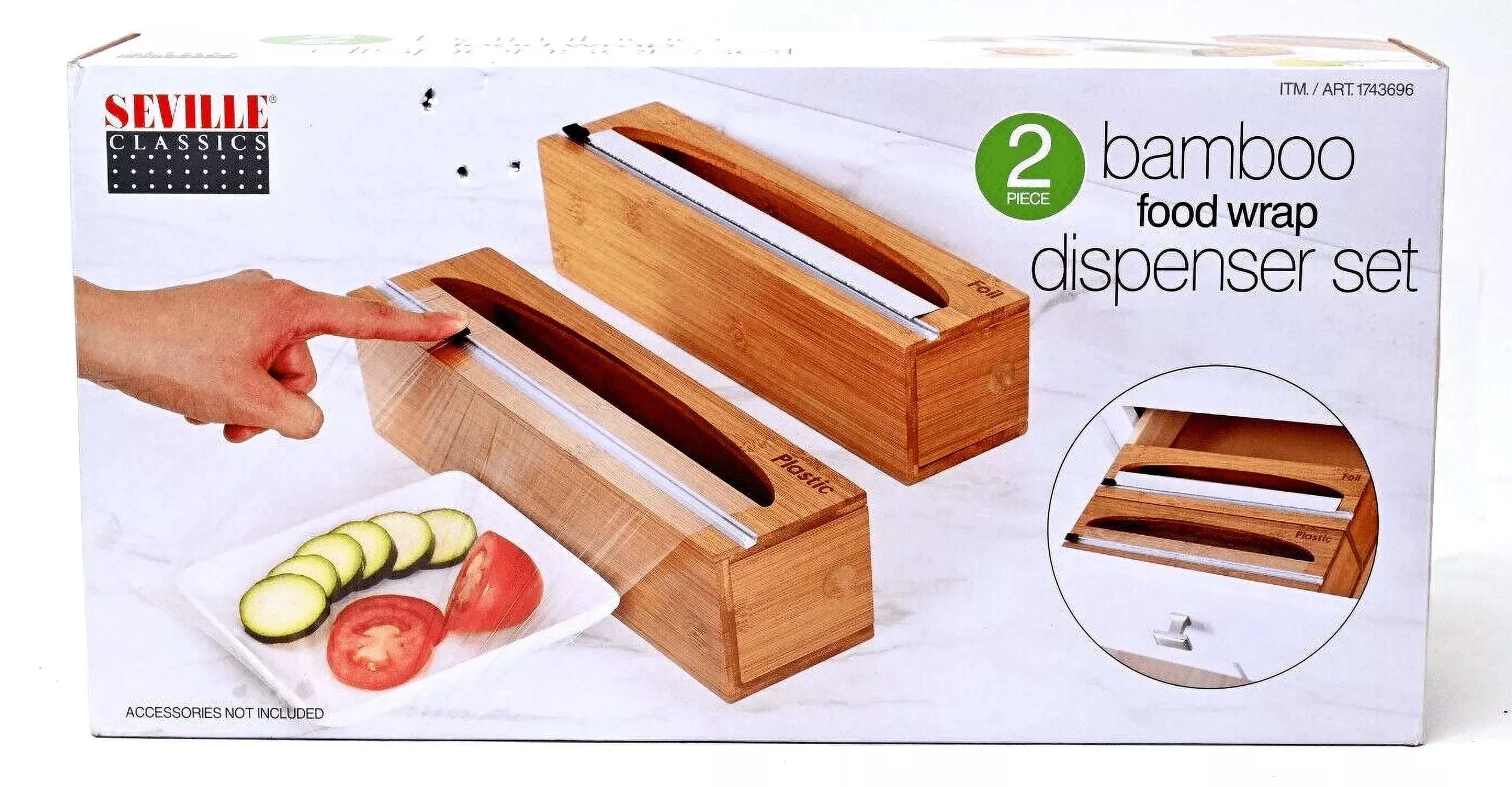 seville-classics-bamboo-food-wrap-dispenser-set-2-pieces-rebel Seville Classics Bamboo Food Wrap Dispenser Set - 2 Pieces – REBEL