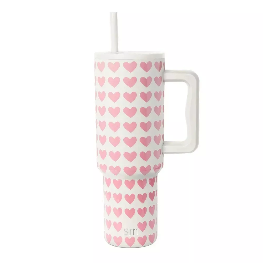 simple-modern-40oz-tumbler-pink-hearts-on-white-straw-rebel Simple Modern 40oz Tumbler- Pink Hearts on White Straw – REBEL