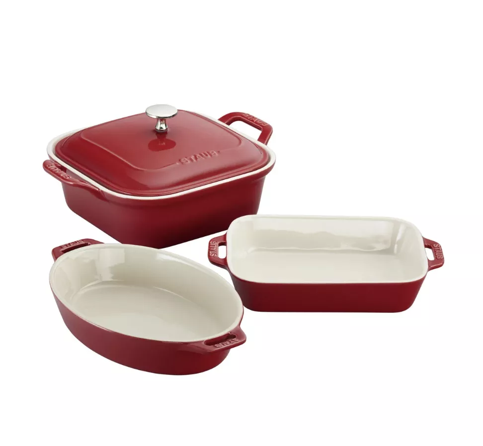 Staub Ceramic Baking Dish Set/4 Cherry
