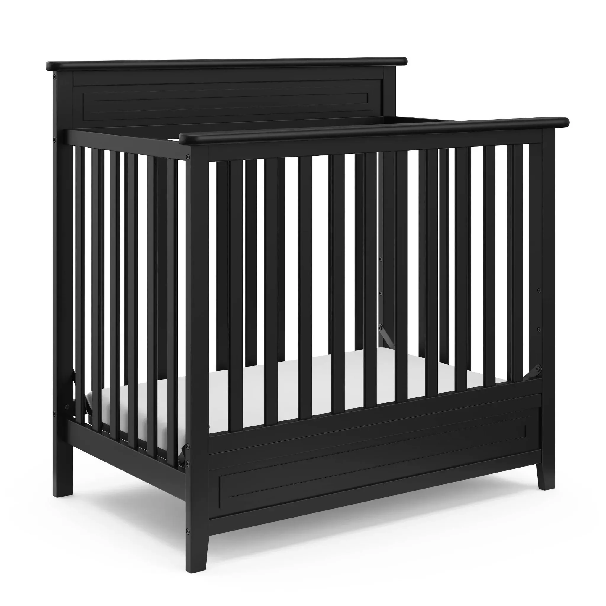 storkcraft-petal-convertible-mini-crib-with-mattress-black-rebel Storkcraft Petal Convertible Mini Crib with Mattress - Black – REBEL
