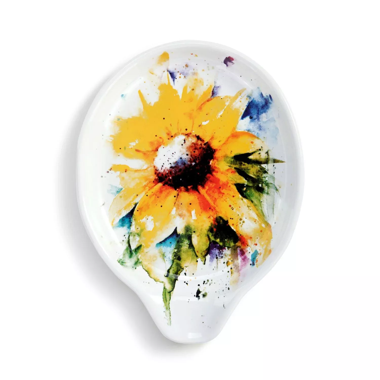 sunflower-oval-spoon-rest Sunflower Oval Spoon Rest
