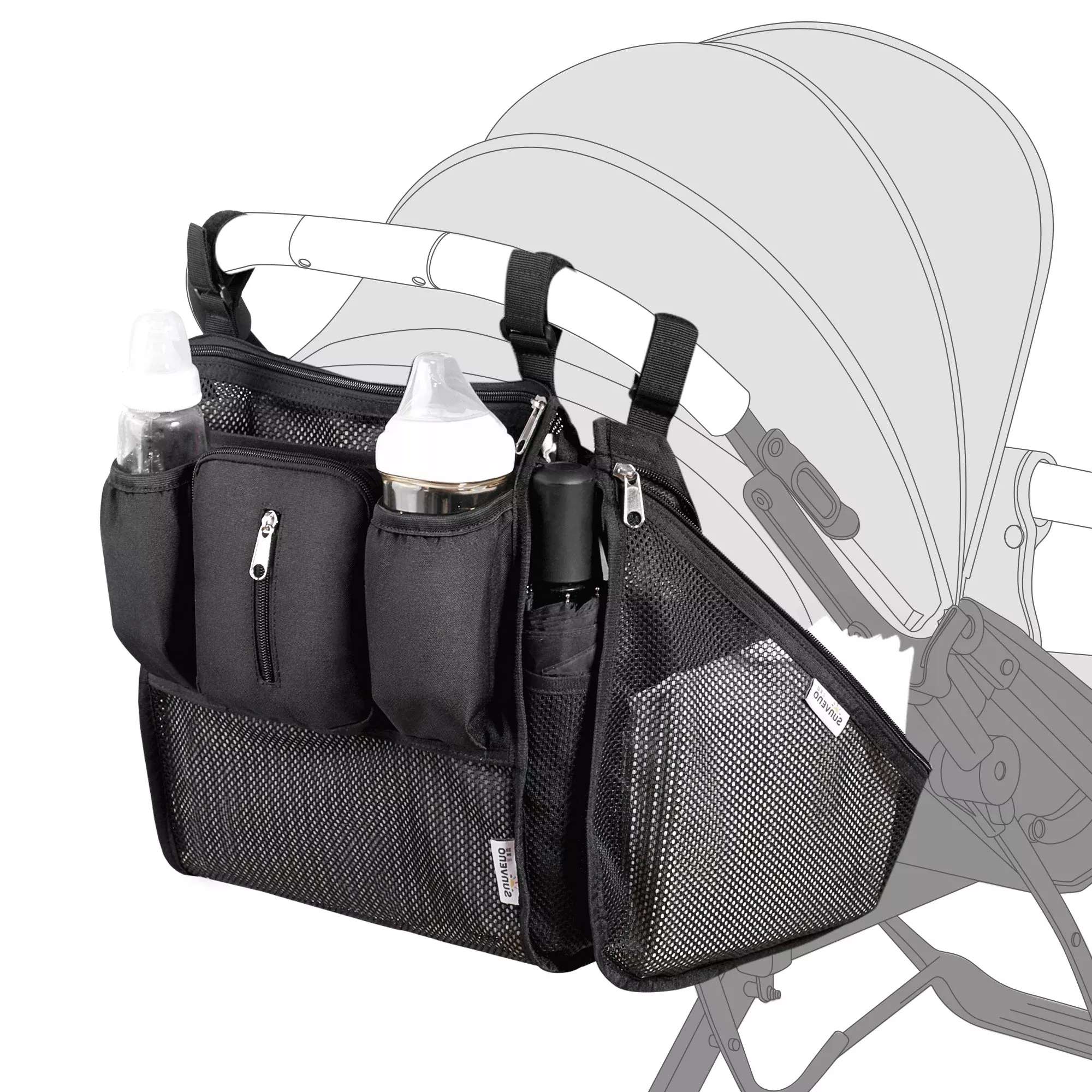 sunveno-mesh-stroller-organizer-2-piece-set-rebel SUNVENO Mesh Stroller Organizer 2 Piece Set – REBEL