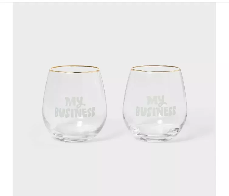 tabitha-brown-2pk-stemless-wine-glass-set-with-gold-rim-rebel Tabitha Brown 2pk Stemless Wine Glass Set with Gold Rim – REBEL