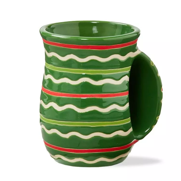 tag-handwarmer-mug-festive-stripe-green-multi Tag Handwarmer Mug - Festive Stripe, Green Multi