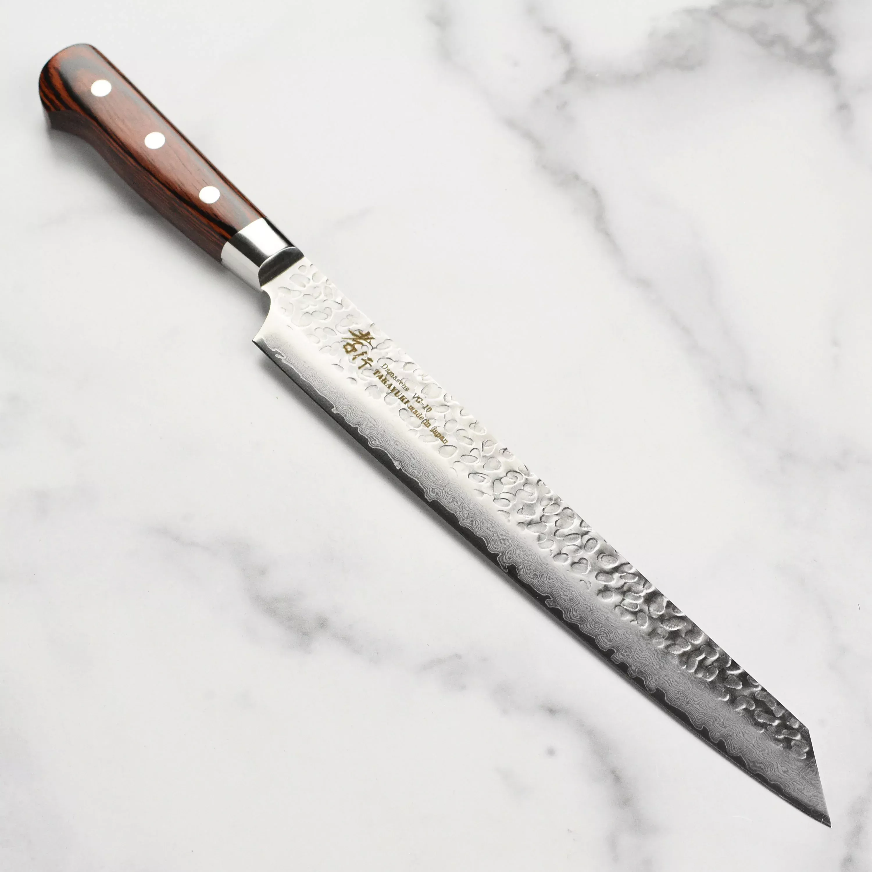 takayuki-hammered-damascus-kengata-yanagiba-10-6 Takayuki Hammered Damascus Kengata Yanagiba - 10.6"