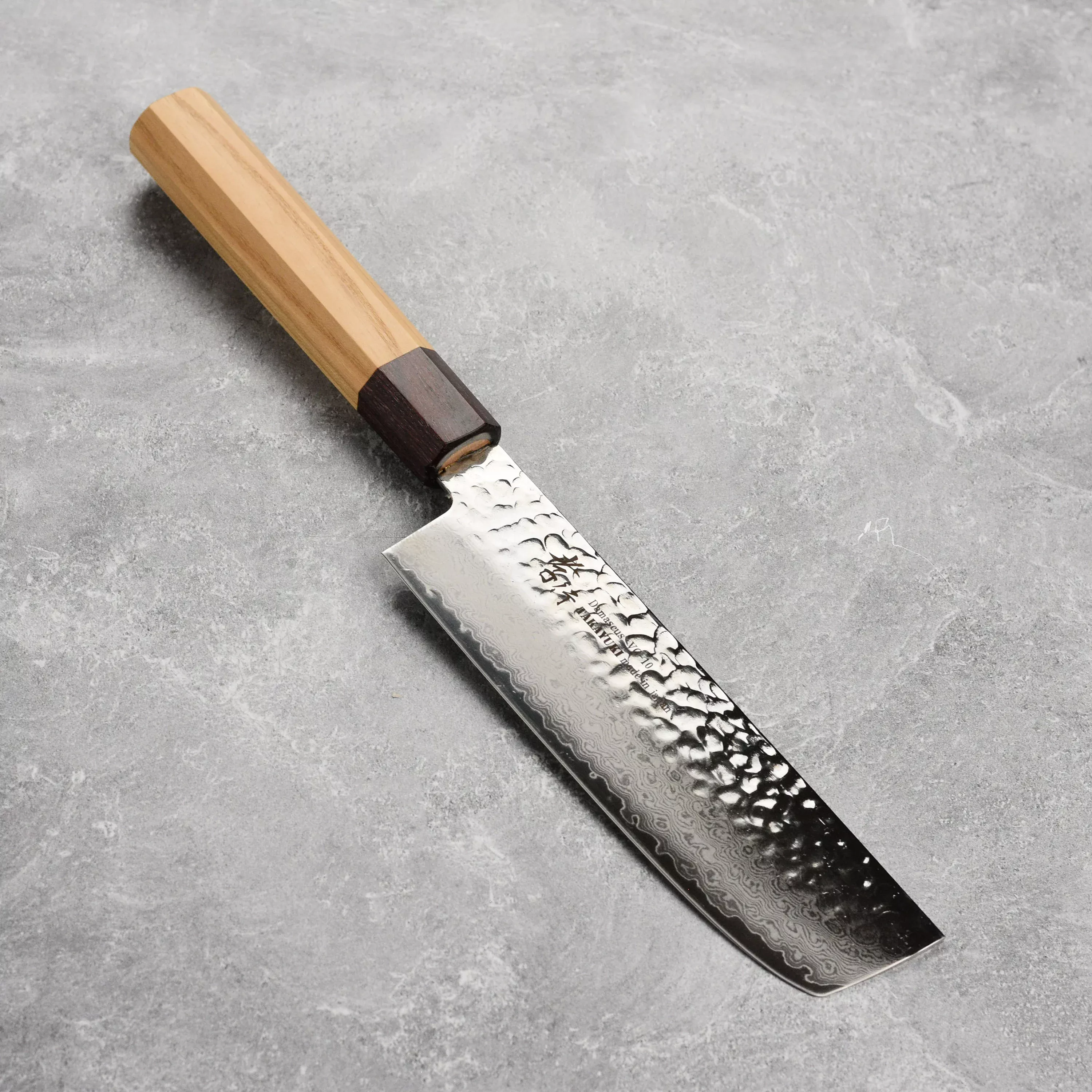 Takayuki Hammered Damascus Nakiri Knife - 6.3" Japanese VG10