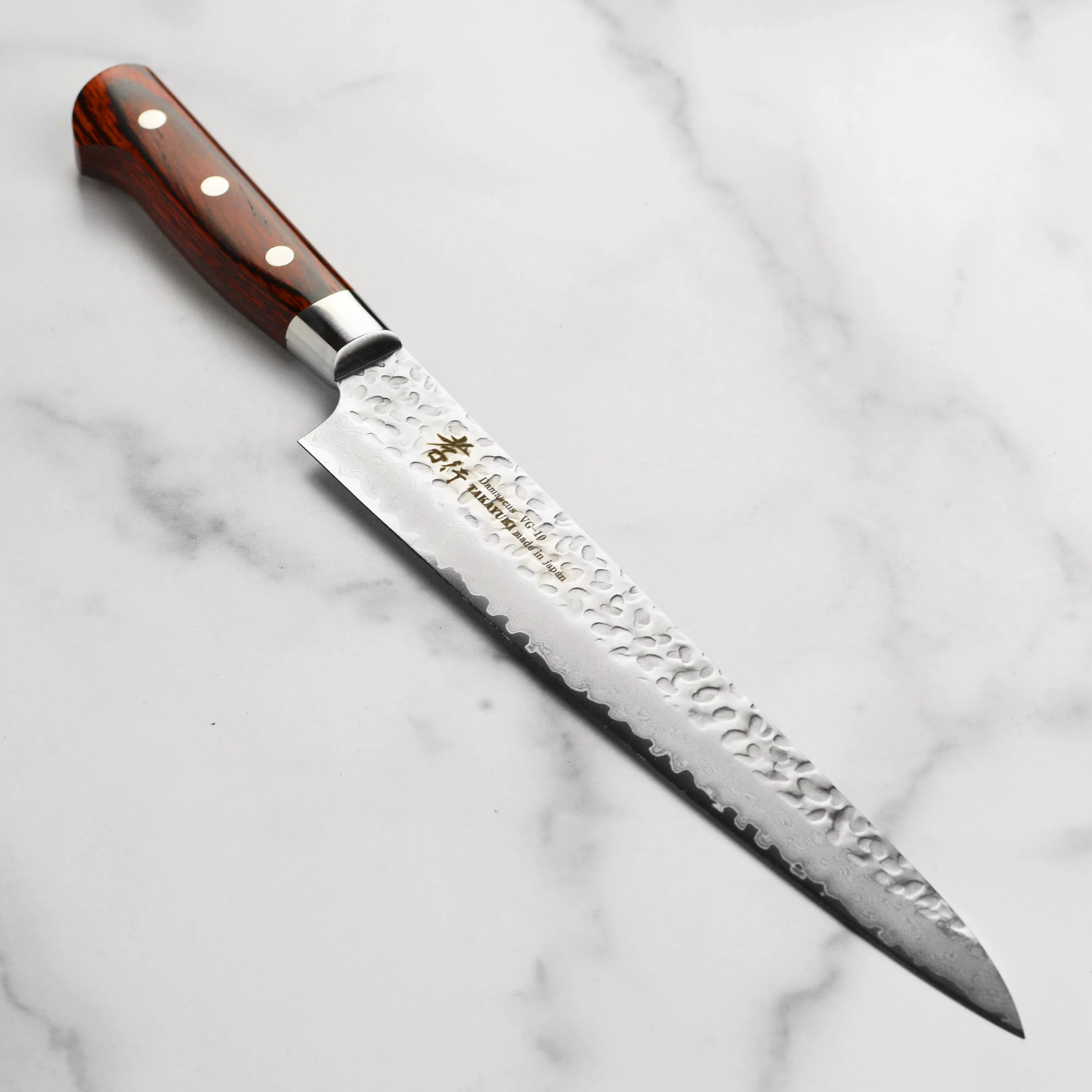 takayuki-hammered-damascus-sujihiki-9-4 Takayuki Hammered Damascus Sujihiki - 9.4"