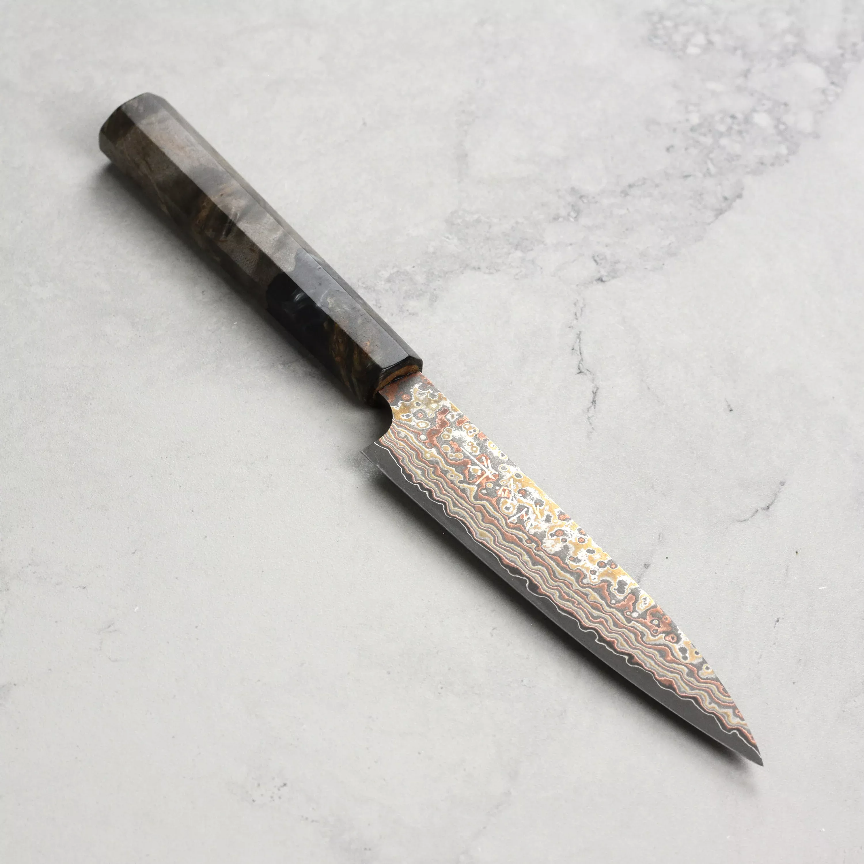 takeshi-saji-rainbow-damascus-petty-knife-130mm-5-1 Takeshi Saji Rainbow Damascus Petty Knife 130mm (5.1")