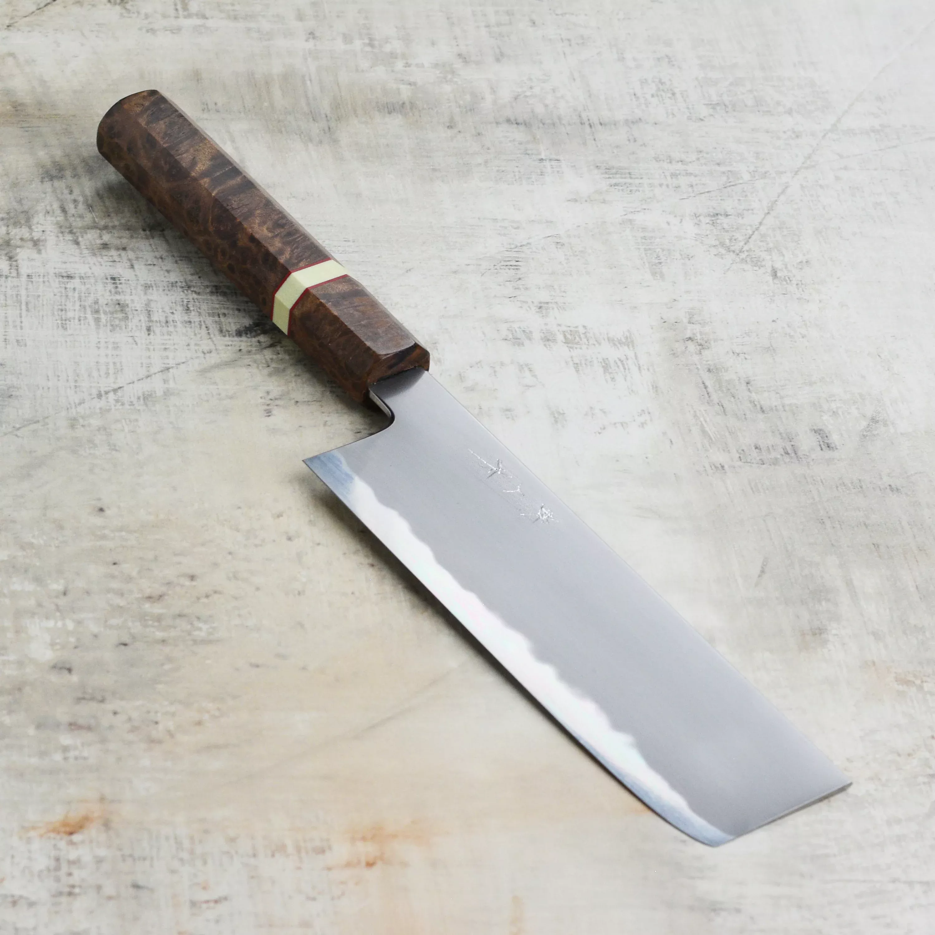 Tetsujin So Kasumi 7" Nakiri with Custom Handle, Aogami #2 Blue Carbon Steel