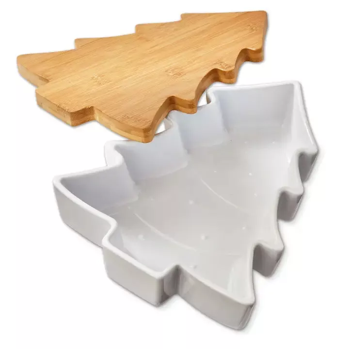 tree-baker-with-lid-trivet-white-stoneware-christmas Tree Baker with Lid/Trivet White Stoneware Christmas