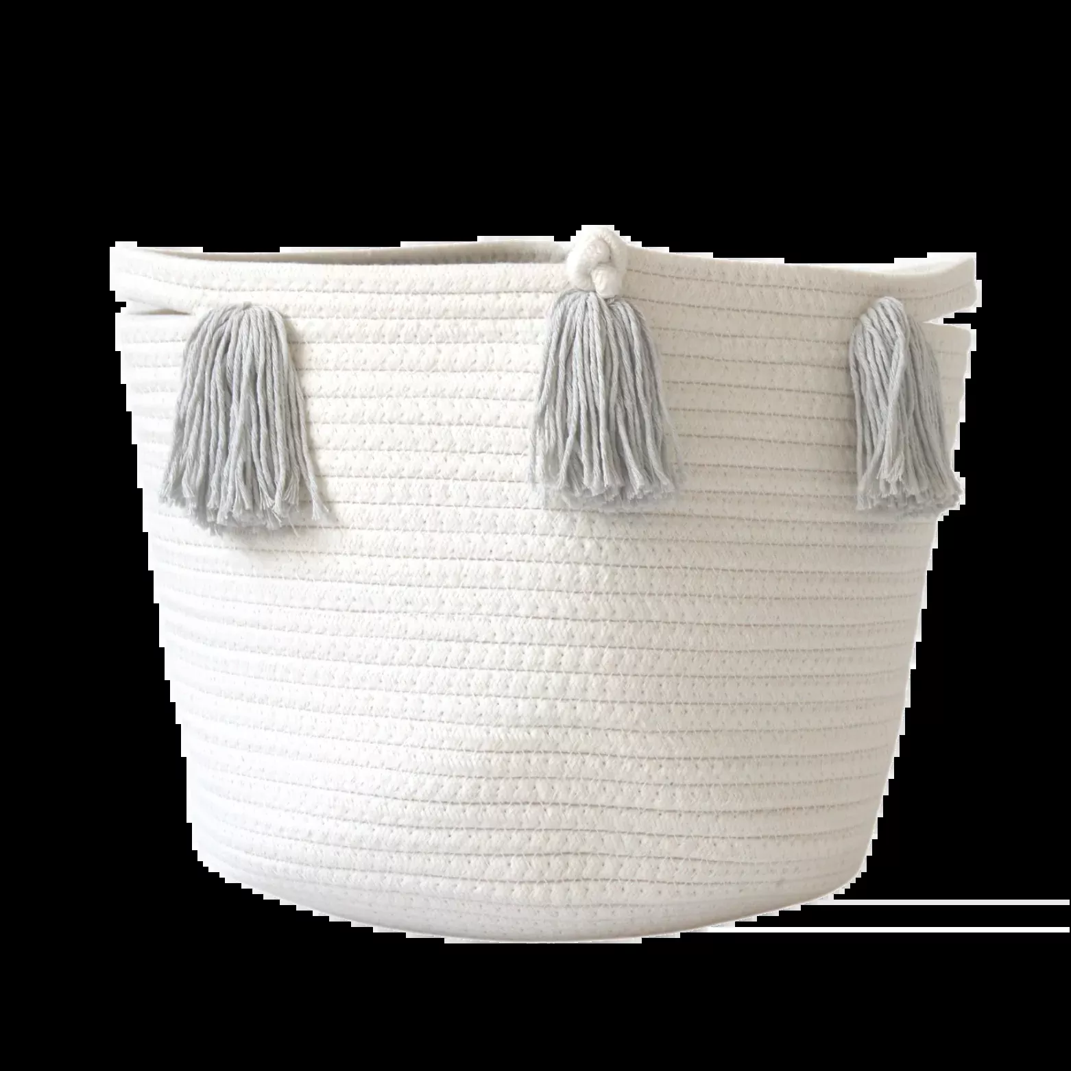 twig-tassel-grey-tassel-basket-medium-rebel TWIG & TASSEL Grey Tassel Basket - Medium – REBEL