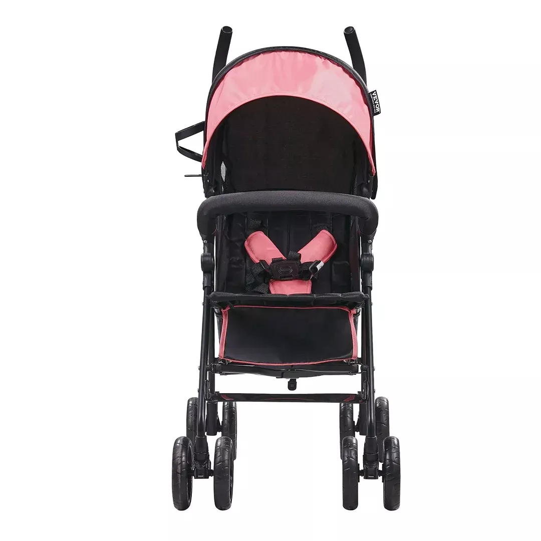 vevor-lightweight-compact-stroller-black-pink-rebel VEVOR Lightweight Compact Stroller - Black/Pink – REBEL