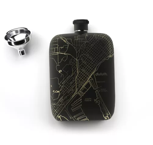 well-told-duluth-map-pocket-flask-6oz-matte-black Well Told Duluth Map Pocket Flask 6oz - Matte Black