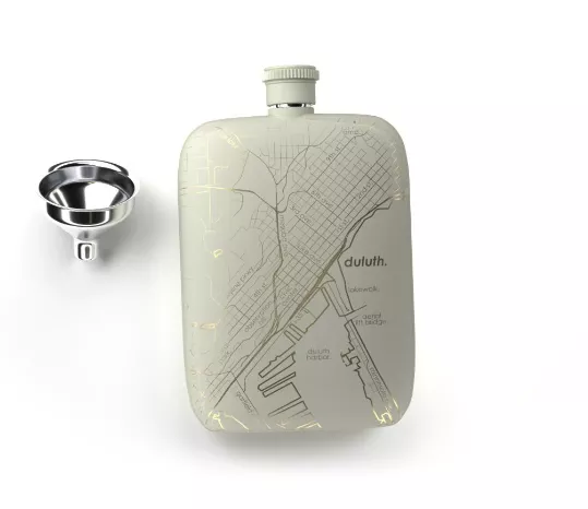 well-told-duluth-map-pocket-flask-6oz-matte-white Well Told Duluth Map Pocket Flask 6oz - Matte White