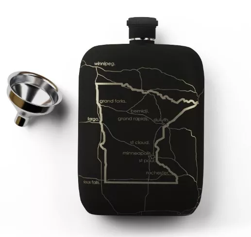 well-told-mn-map-pocket-flask-6oz-matte-black Well Told MN Map Pocket Flask 6oz - Matte Black