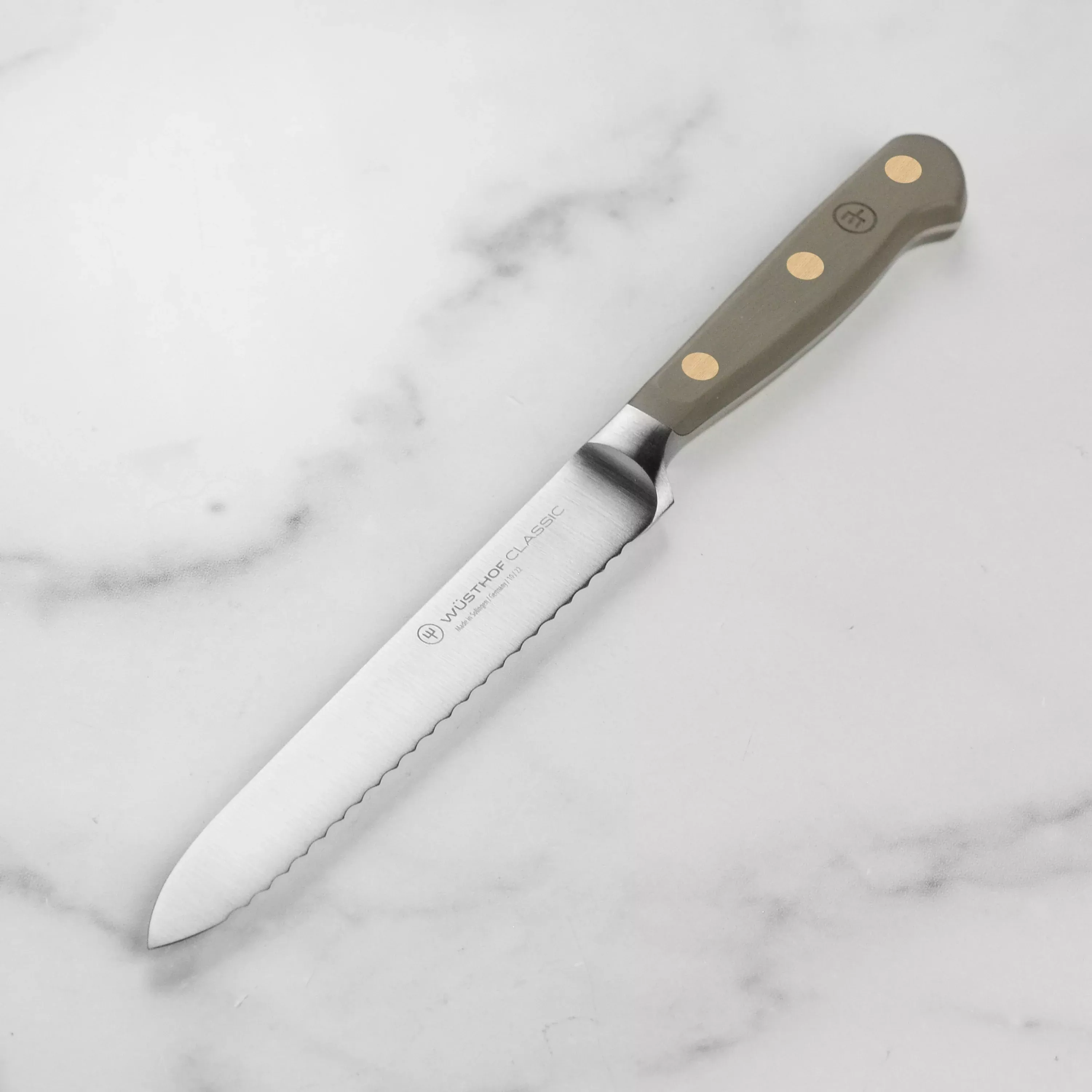 wusthof-classic-serrated-utility-knife-5-velvet-oyster Wusthof Classic Serrated Utility Knife - 5" Velvet Oyster